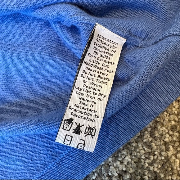 Bob Mackie Wearable Art Blue 3/4 Length Sleeves White Sequins size small - Picture 7 of 8